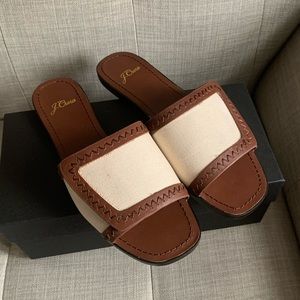 NIB J Crew slide sandals canvas and leather 7.5